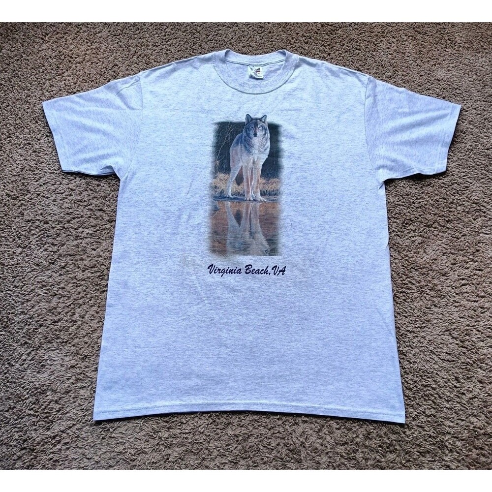 Vintage Virginia Beach Zoo T-Shirt Men's Size XL Graphic Print Gray Shirt
